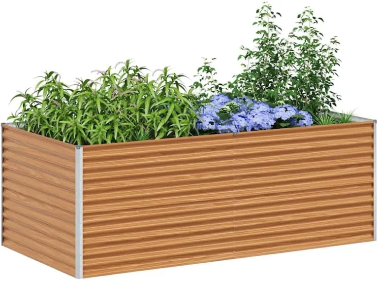 vidaXL Hochbeet Hellbraun 195 x 100 x 68 cm Verzinkter Stahl, Garten & Terrasse, Industriedesign Blumenkasten, Hochbeet für Urban, Moderne Gartenlösungen, robust gebaut