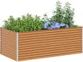 vidaXL Hochbeet Hellbraun 195 x 100 x 68 cm Verzinkter Stahl, Garten & Terrasse, Industriedesign Blumenkasten, Hochbeet für Urban, Moderne Gartenlösungen, robust gebaut - Thumbnail 2