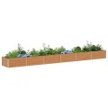 vidaXL Hochbeet Hellbraun 600 x 80 x 45 cm Verzinkter Stahl, Garten und Terrasse, Stabiler Metall-Wannen-Kübel, Hochbeet, Pflanzenbox für Outdoor-Kräuter und Blumen - Thumbnail 1