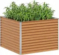 vidaXL Hochbeet Hellbraun 98 x 100 x 68 cm Verzinkter Stahl, Garten & Terrasse, Industriedesign Blumenkasten, Hochbeet für Urban, Moderne Gartenlösungen, robust gebaut - Thumbnail 2
