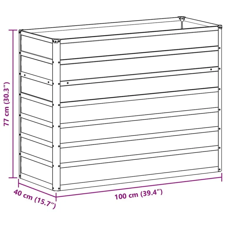 vidaXL Hochbeet Hellbraun 100 x 40 x 77 cm Verzinkter Stahl, Garten und Terrasse, Stabiler Metall-Wannen-Kübel, Hochbeet, Pflanzenbox für Outdoor-Kräuter und Blumen – Bild 3
