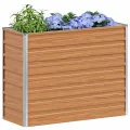 vidaXL Hochbeet Hellbraun 100 x 40 x 77 cm Verzinkter Stahl, Garten und Terrasse, Stabiler Metall-Wannen-Kübel, Hochbeet, Pflanzenbox für Outdoor-Kräuter und Blumen - Thumbnail 1