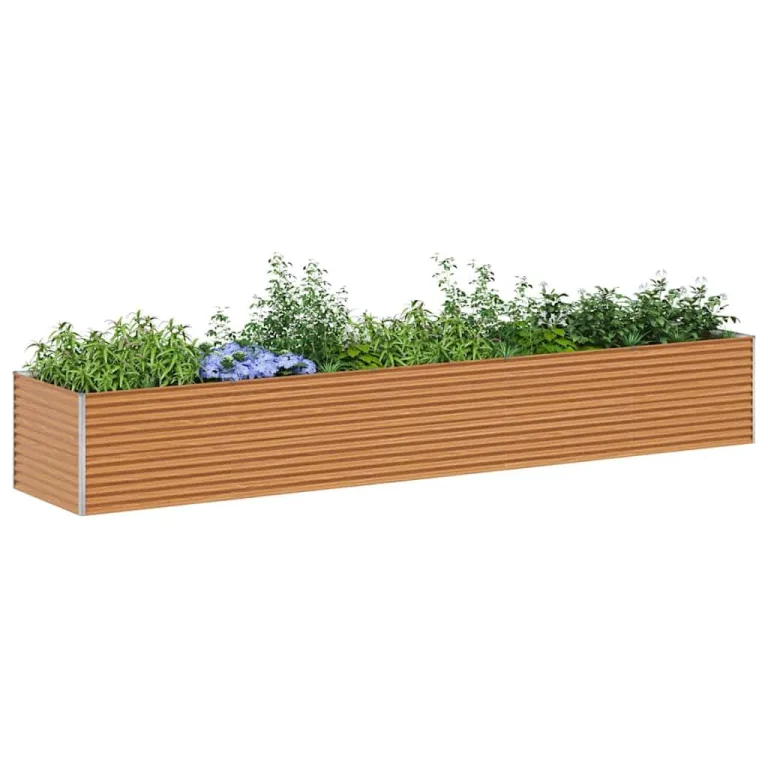 vidaXL Hochbeet Hellbraun 485 x 100 x 68 cm Verzinkter Stahl, Garten- und Terrassen-Pflanzkasten, robuster Stahl-Hochbeet, Coole Gartenlösung für Zuhause, Stadtgärten