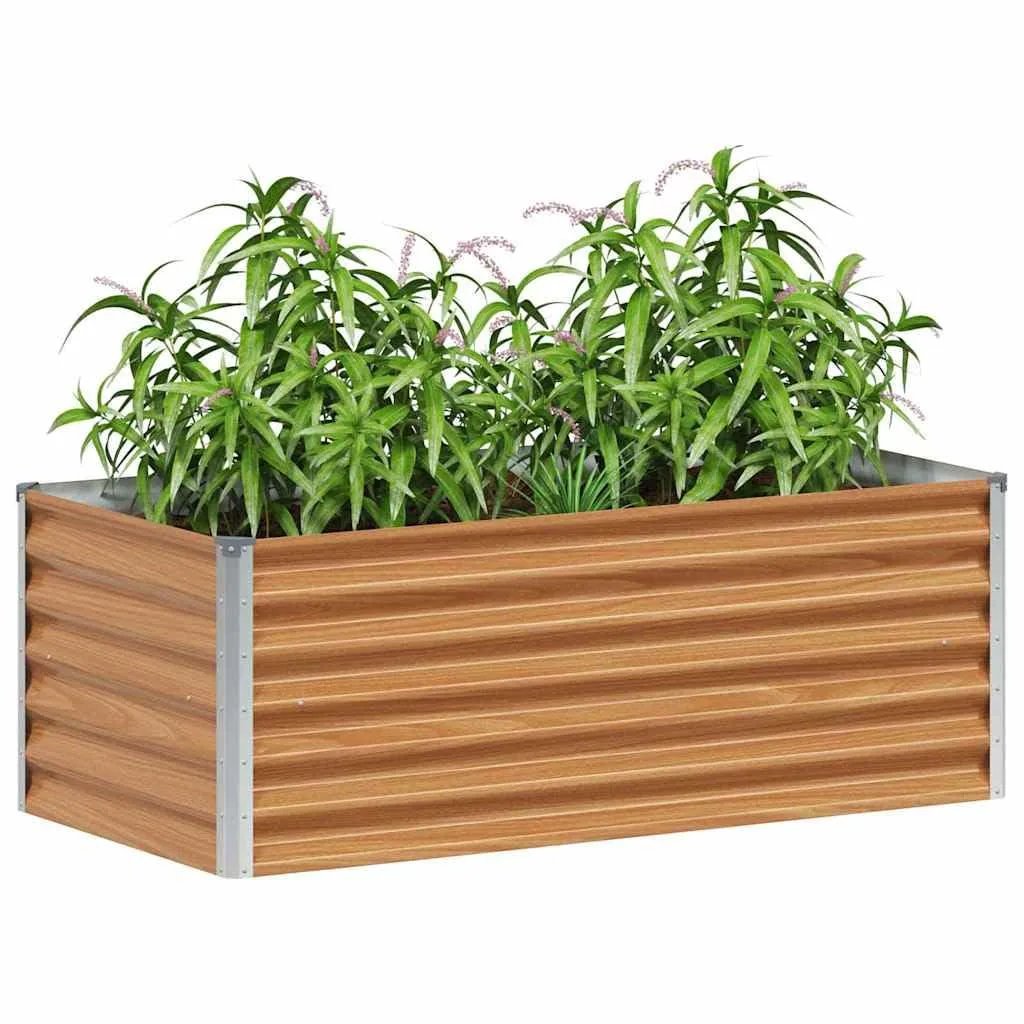 vidaXL Hochbeet Hellbraun 98 x 50 x 36 cm Verzinkter Stahl, Garten- und Terrassen-Pflanzkasten, robuster Stahl-Hochbeet, Coole Gartenlösung für Zuhause, Stadtgärten - Bild 1