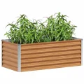 vidaXL Hochbeet Hellbraun 98 x 50 x 36 cm Verzinkter Stahl, Garten- und Terrassen-Pflanzkasten, robuster Stahl-Hochbeet, Coole Gartenlösung für Zuhause, Stadtgärten - Thumbnail 1