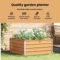 vidaXL Hochbeet Hellbraun 100 x 100 x 45 cm Verzinkter Stahl, Garten und Terrasse, Stabiler Metall-Wannen-Kübel, Hochbeet, Pflanzenbox für Outdoor-Kräuter und Blumen - Thumbnail 4
