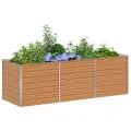vidaXL Hochbeet Hellbraun 100 x 100 x 45 cm Verzinkter Stahl, Garten und Terrasse, Stabiler Metall-Wannen-Kübel, Hochbeet, Pflanzenbox für Outdoor-Kräuter und Blumen - Thumbnail 10