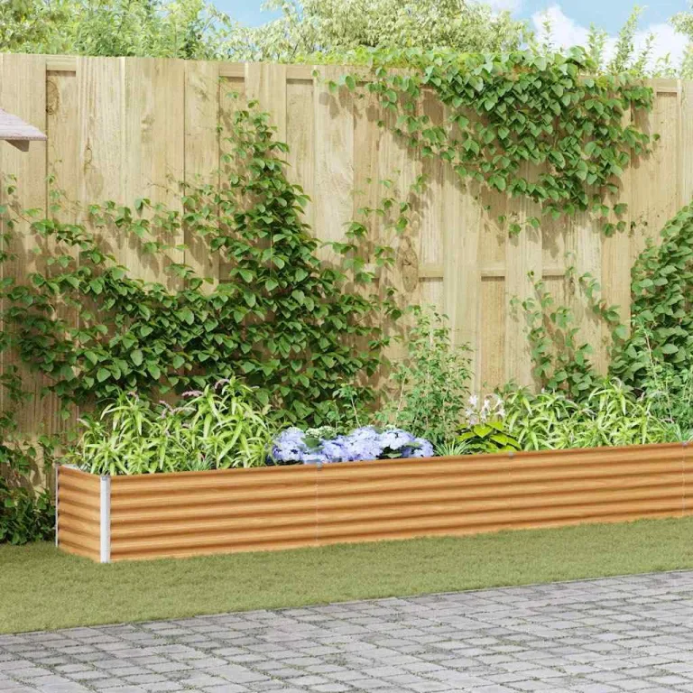 vidaXL Hochbeet Hellbraun 485 x 50 x 36 cm Verzinkter Stahl, Garten- und Terrassen-Pflanzkasten, robuster Stahl-Hochbeet, Coole Gartenlösung für Zuhause, Stadtgärten – Bild 2