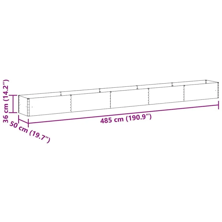 vidaXL Hochbeet Hellbraun 485 x 50 x 36 cm Verzinkter Stahl, Garten- und Terrassen-Pflanzkasten, robuster Stahl-Hochbeet, Coole Gartenlösung für Zuhause, Stadtgärten – Bild 3