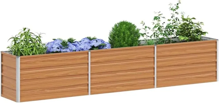 vidaXL Hochbeet Hellbraun 240 x 40 x 45 cm Verzinkter Stahl, Garten- und Terrassendesigns, urbaner Stil, robuste Möbel für draußen, Coole und praktische Lösungen – Bild 2