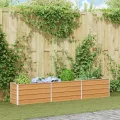 vidaXL Hochbeet Hellbraun 240 x 40 x 45 cm Verzinkter Stahl, Garten- und Terrassendesigns, urbaner Stil, robuste Möbel für draußen, Coole und praktische Lösungen - Thumbnail 3