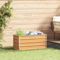 vidaXL Hochbeet Hellbraun 100 x 40 x 45 cm Verzinkter Stahl, Garten und Terrasse, Stabiler Metall-Wannen-Kübel, Hochbeet, Pflanzenbox für Outdoor-Kräuter und Blumen - Thumbnail 2