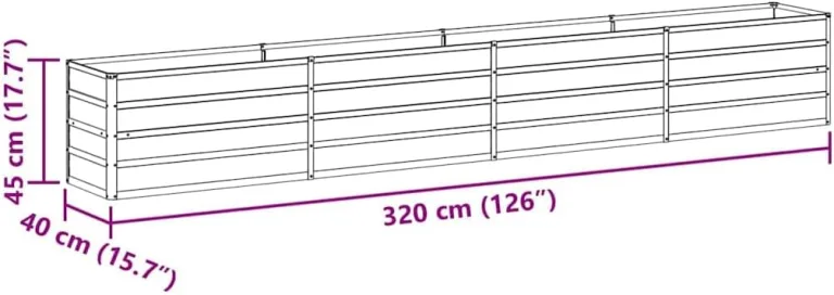 vidaXL Hochbeet Hellbraun 320 x 40 x 45 cm Verzinkter Stahl, Garten- und Terrassendesigns, urbaner Stil, robuste Möbel für draußen, Coole und praktische Lösungen – Bild 4