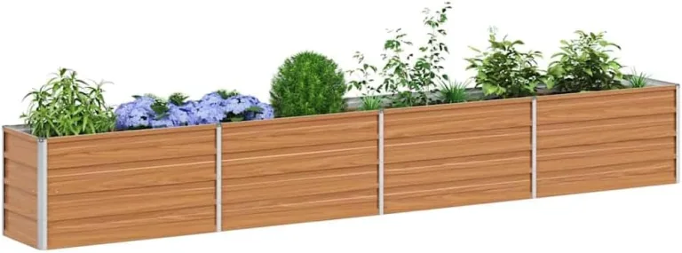 vidaXL Hochbeet Hellbraun 320 x 40 x 45 cm Verzinkter Stahl, Garten- und Terrassendesigns, urbaner Stil, robuste Möbel für draußen, Coole und praktische Lösungen – Bild 1
