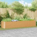 vidaXL Hochbeet Hellbraun 390 x 100 x 68 cm Verzinkter Stahl, Garten- und Terrassen-Pflanzkasten, robuster Stahl-Hochbeet, Coole Gartenlösung für Zuhause, Stadtgärten - Thumbnail 2
