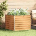 vidaXL Hochbeet Hellbraun 100 x 100 x 77 cm Verzinkter Stahl, Garten und Terrasse, Stabiler Metall-Wannen-Kübel, Hochbeet, Pflanzenbox für Outdoor-Kräuter und Blumen - Thumbnail 2