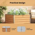 vidaXL Hochbeet Hellbraun 100 x 100 x 77 cm Verzinkter Stahl, Garten und Terrasse, Stabiler Metall-Wannen-Kübel, Hochbeet, Pflanzenbox für Outdoor-Kräuter und Blumen - Thumbnail 5