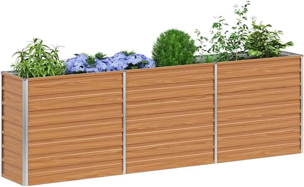 vidaXL Hochbeet Hellbraun 240 x 40 x 77 cm Verzinkter Stahl, Garten- und Terrassendesigns, urbaner Stil, robuste Möbel für draußen, Coole und praktische Lösungen - Bild 1