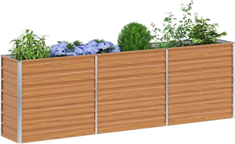 vidaXL Hochbeet Hellbraun 240 x 40 x 77 cm Verzinkter Stahl, Garten- und Terrassendesigns, urbaner Stil, robuste Möbel für draußen, Coole und praktische Lösungen – Bild 1