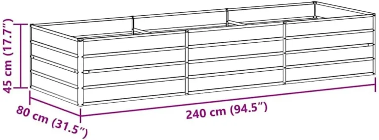 vidaXL Hochbeet Hellbraun 240 x 80 x 45 cm Verzinkter Stahl, Garten- und Terrassendesigns, urbaner Stil, robuste Möbel für draußen, Coole und praktische Lösungen – Bild 4