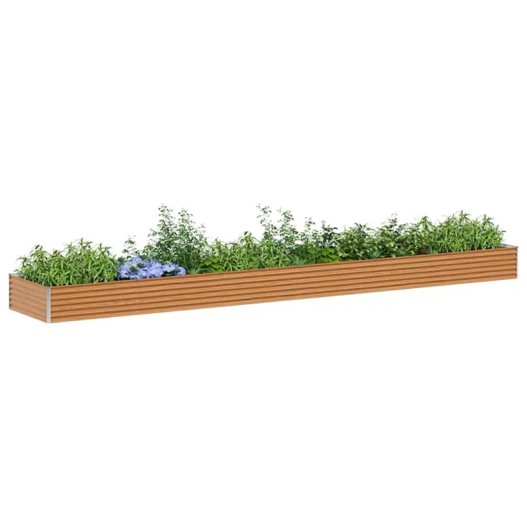 vidaXL Hochbeet Hellbraun 582 x 100 x 36 cm Verzinkter Stahl, Garten- und Terrassen-Pflanzkasten, robuster Stahl-Hochbeet, Coole Gartenlösung für Zuhause, Stadtgärten