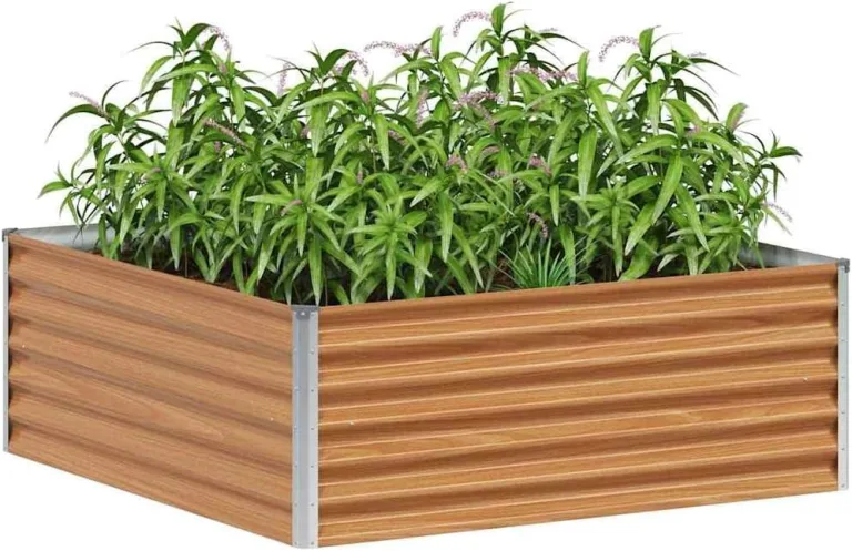 vidaXL Hochbeet Hellbraun 98 x 100 x 36 cm Verzinkter Stahl, Garten & Terrasse, Industriedesign Blumenkasten, Hochbeet für Urban, Moderne Gartenlösungen, robust gebaut