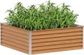 vidaXL Hochbeet Hellbraun 98 x 100 x 36 cm Verzinkter Stahl, Garten & Terrasse, Industriedesign Blumenkasten, Hochbeet für Urban, Moderne Gartenlösungen, robust gebaut - Thumbnail 1