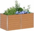 vidaXL Hochbeet Hellbraun 160 x 80 x 77 cm Verzinkter Stahl, Garten- und Terrassendesigns, urbaner Stil, robuste Möbel für draußen, Coole und praktische Lösungen - Thumbnail 2