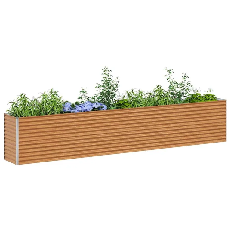 vidaXL Hochbeet Hellbraun 390 x 50 x 68 cm Verzinkter Stahl, Garten- und Terrassen-Pflanzkasten, robuster Stahl-Hochbeet, Coole Gartenlösung für Zuhause, Stadtgärten