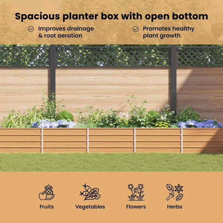 vidaXL Hochbeet Hellbraun 480 x 80 x 45 cm Verzinkter Stahl, Garten und Terrasse, Stabiler Metall-Wannen-Kübel, Hochbeet, Pflanzenbox für Outdoor-Kräuter und Blumen – Bild 6