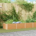vidaXL Hochbeet Hellbraun 480 x 80 x 45 cm Verzinkter Stahl, Garten und Terrasse, Stabiler Metall-Wannen-Kübel, Hochbeet, Pflanzenbox für Outdoor-Kräuter und Blumen - Thumbnail 2