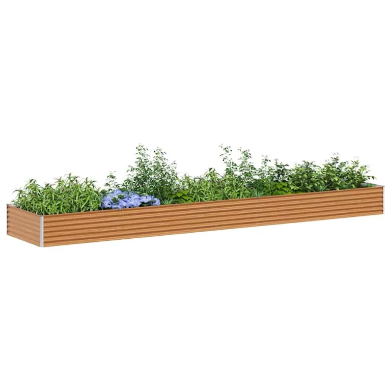 vidaXL Hochbeet Hellbraun 485 x 100 x 36 cm Verzinkter Stahl, Garten- und Terrassen-Pflanzkasten, robuster Stahl-Hochbeet, Coole Gartenlösung für Zuhause, Stadtgärten