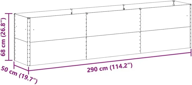 vidaXL Hochbeet Hellbraun 290 x 50 x 68 cm Verzinkter Stahl, Garten & Terrasse, Industriedesign Blumenkasten, Hochbeet für Urban, Moderne Gartenlösungen, robust gebaut – Bild 4