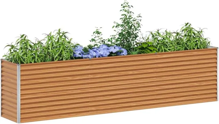 vidaXL Hochbeet Hellbraun 290 x 50 x 68 cm Verzinkter Stahl, Garten & Terrasse, Industriedesign Blumenkasten, Hochbeet für Urban, Moderne Gartenlösungen, robust gebaut – Bild 1