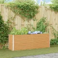 vidaXL Hochbeet Hellbraun 195 x 50 x 68 cm Verzinkter Stahl, Garten & Terrasse, Industriedesign Blumenkasten, Hochbeet für Urban, Moderne Gartenlösungen, robust gebaut - Thumbnail 3