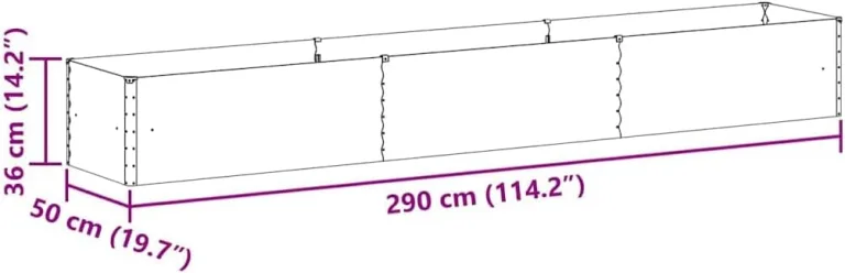 vidaXL Hochbeet Hellbraun 290 x 50 x 36 cm Verzinkter Stahl, Garten & Terrasse, Industriedesign Blumenkasten, Hochbeet für Urban, Moderne Gartenlösungen, robust gebaut – Bild 4