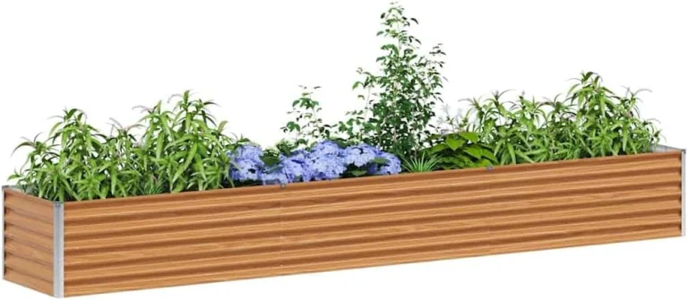 vidaXL Hochbeet Hellbraun 290 x 50 x 36 cm Verzinkter Stahl, Garten & Terrasse, Industriedesign Blumenkasten, Hochbeet für Urban, Moderne Gartenlösungen, robust gebaut – Bild 2