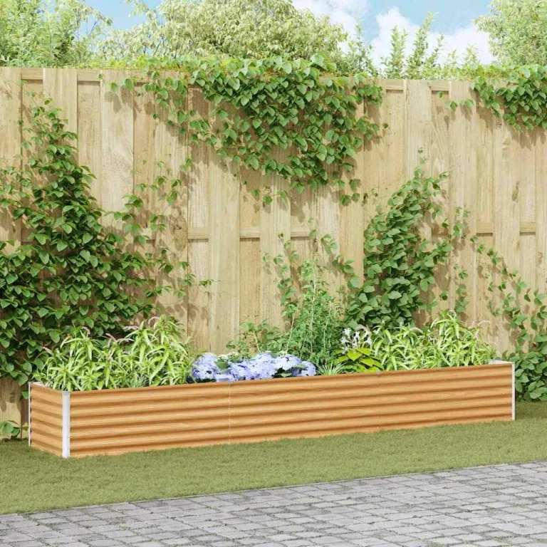 vidaXL Hochbeet Hellbraun 290 x 50 x 36 cm Verzinkter Stahl, Garten & Terrasse, Industriedesign Blumenkasten, Hochbeet für Urban, Moderne Gartenlösungen, robust gebaut – Bild 3
