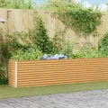 vidaXL Hochbeet Hellbraun 582 x 50 x 68 cm Verzinkter Stahl, Garten- und Terrassen-Pflanzkasten, robuster Stahl-Hochbeet, Coole Gartenlösung für Zuhause, Stadtgärten - Thumbnail 2