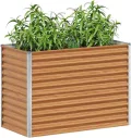 vidaXL Hochbeet Hellbraun 98 x 50 x 68 cm Verzinkter Stahl, Garten & Terrasse, Industriedesign Blumenkasten, Hochbeet für Urban, Moderne Gartenlösungen, robust gebaut - Thumbnail 2