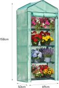 Foliengewächshaus mit 4 Etagen, 158x69x50 cm - Mini Gewächshaus, Tomatengewächshaus & Pflanzenschutzzelt - Winterfest, Stabil & Einfach zu Montieren für Balkon und Garten (Grün) - Thumbnail 3