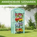 Foliengewächshaus mit 4 Etagen, 158x69x50 cm - Mini Gewächshaus, Tomatengewächshaus & Pflanzenschutzzelt - Winterfest, Stabil & Einfach zu Montieren für Balkon und Garten (Grün) - Thumbnail 4