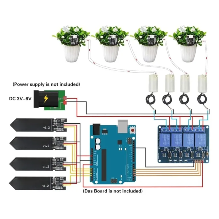 Intelligentes Pflanzenbewässerungssystem, automatisches Bewässerungsset mit Feuchtigkeitssensor, Relaispumpe für Topfpflanzen, Gewächshaus, DIY-Gartenarbeit, ABS-Kunststoff – Bild 8