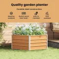 vidaXL Hochbeet im Garten Holzoptik 129 x 129 x 45 cm Verzinkter Stahl, Sechseckiger Hochbeet-Kübel, robuster Metallgarten-Container, verzinkte Terrasse für städtisches Gärtnern, modernes Design - Thumbnail 3