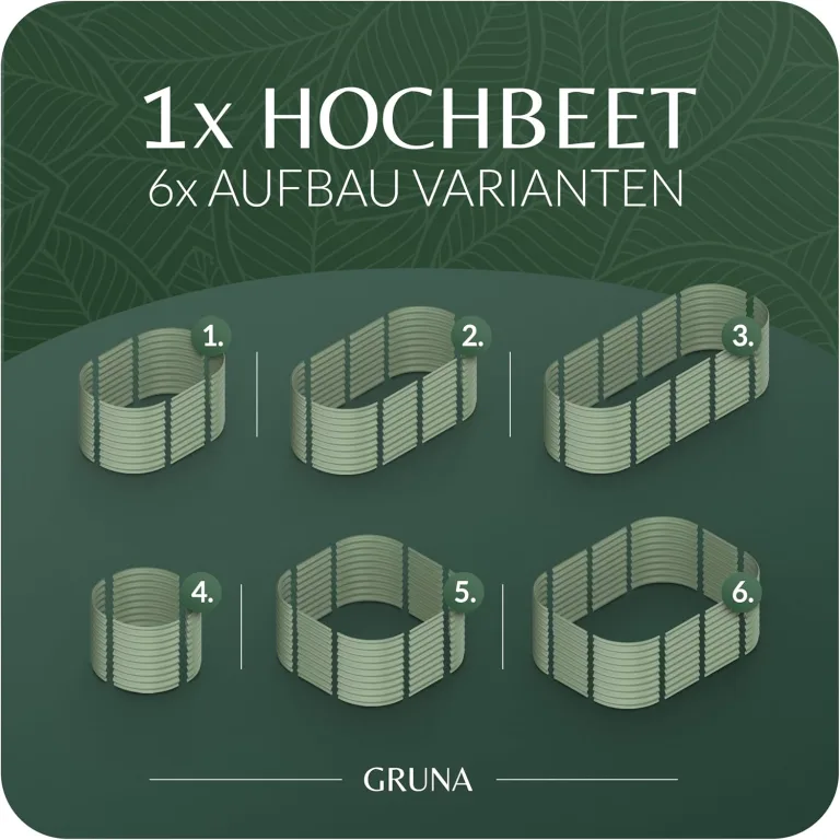 GRUNA - Hochbeet Metall 200x80x75 cm I 6 in 1 Modular Hochbeete-Kit I 100% Rostfrei I Formstabil Dank Verstrebung I Hochbeete für Garten I Hochbeet Grün (200x80x75) – Bild 5
