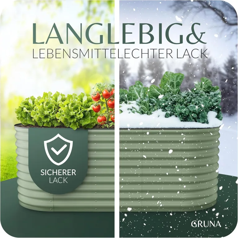 GRUNA - Hochbeet Metall 200x80x75 cm I 6 in 1 Modular Hochbeete-Kit I 100% Rostfrei I Formstabil Dank Verstrebung I Hochbeete für Garten I Hochbeet Grün (200x80x75) – Bild 3