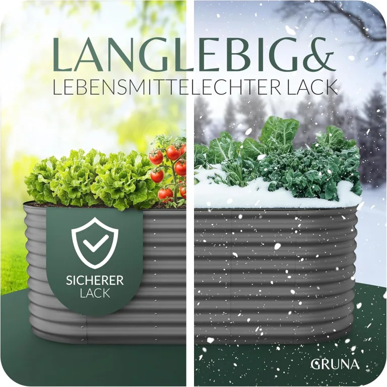 GRUNA - Hochbeet Metall 200x60x75 cm I 6 in 1 Modular Hochbeete-Kit I 100% Rostfrei I Formstabil Dank Verstrebung I Hochbeete für Garten I Hochbeet Anthrazit (200x60x75) – Bild 3