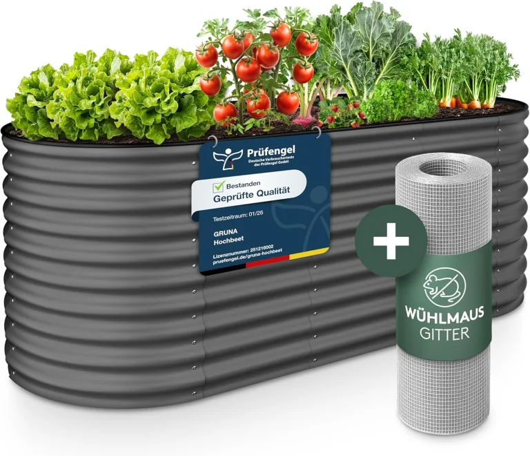 GRUNA - Hochbeet Metall 200x80x75 cm I 6 in 1 Modular Hochbeete-Kit I 100% Rostfrei I Formstabil Dank Verstrebung I Hochbeete für Garten I Hochbeet Anthrazit (200x80x75) – Bild 1