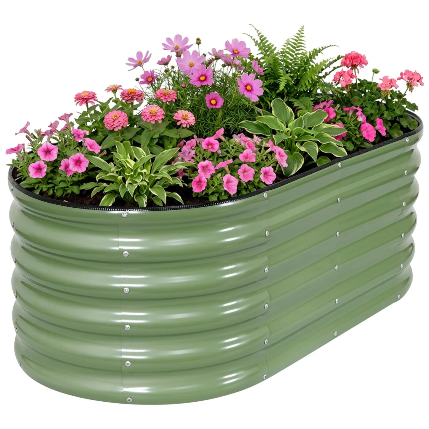 INNO STAGE Verzinktes Hochbeet-Set, 1,2 x 0,6 x 0,4 m Metall-Hochbeete für den Außenbereich zum Gärtnern, 43 cm hoch, großes Stahl-Hochbeet für Gemüse und Blumen, Terrasse, Boden, Pflanzkasten – Grün - Bild 1