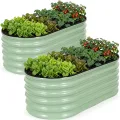 INNO STAGE Verzinktes Hochbeet-Set, 1,2 x 0,6 x 0,4 m Metall-Hochbeete für den Außenbereich zum Gärtnern, 43 cm hoch, großes Stahl-Hochbeet für Gemüse und Blumen, Terrasse, Boden, Pflanzkasten – Grün - Thumbnail 10
